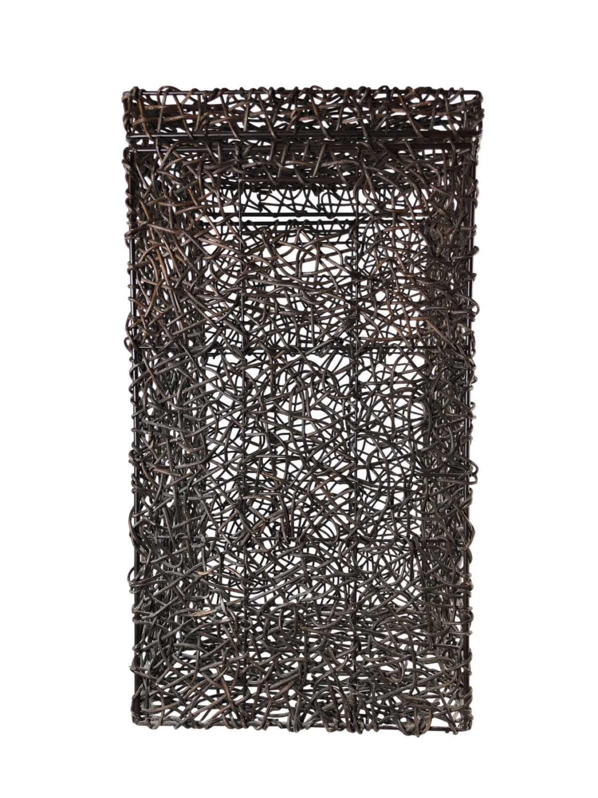 Boho Chic Wire & Wicker Rattan Laundry Hamper 14 x 14 x 24″ w/ Hinged Lid