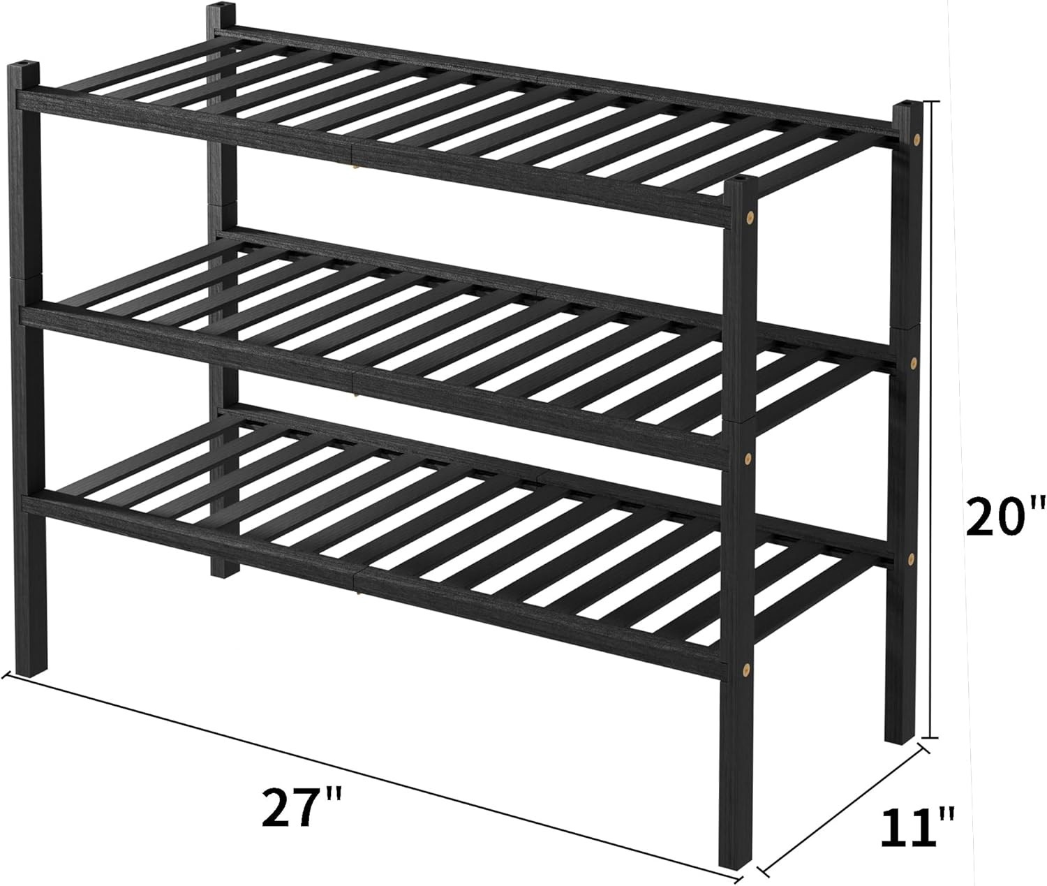 3 Tier Bamboo Shoe Rack for Closet Standing Wood Shoe Shelf Storage Organizer