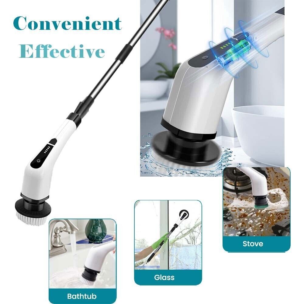 7 Heads Electric Spin Scrubber Cordless Bathtub Power Scrubber Rechargeable US