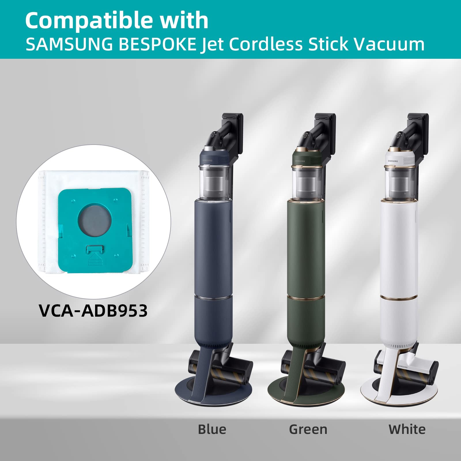 12 Pack VCA-ADB953 Dust Bags Compatible with SAMSUNG BESPOKE Jet Cordless Sti…