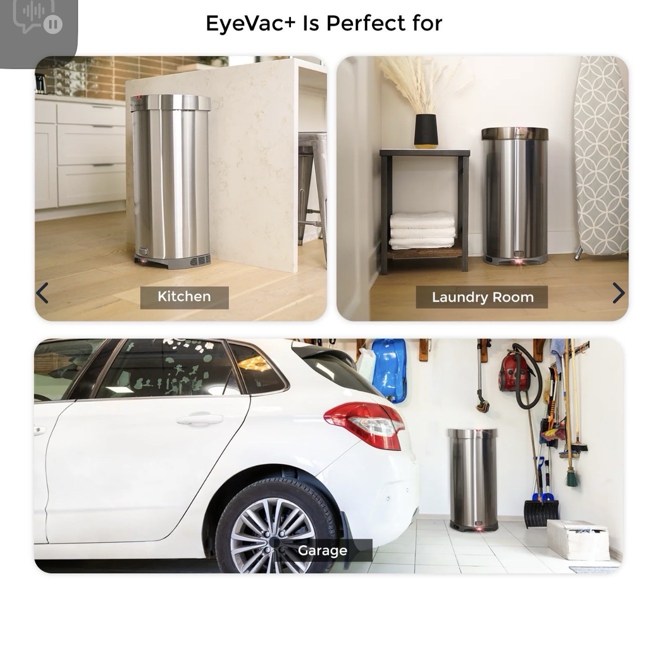 EyeVac+ 2-in-1 Touchless Trash Can & Automatic Dustpan