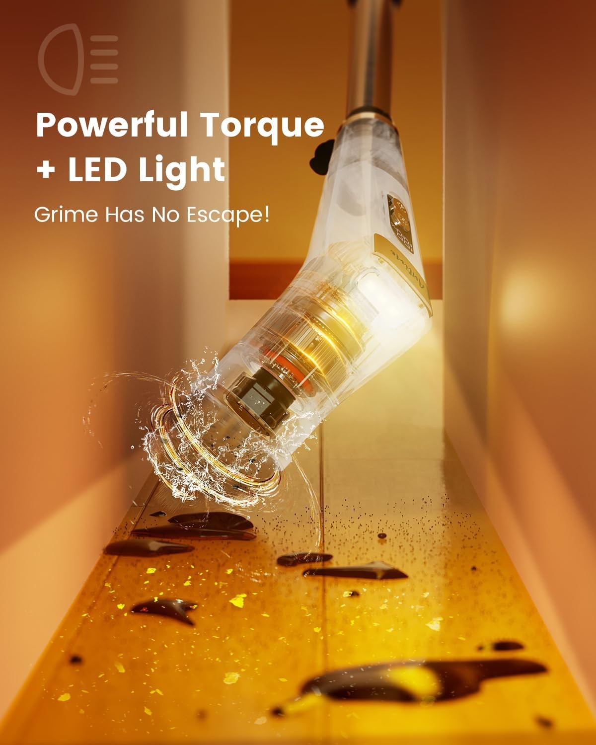 25kg Torque Electric Spin Scrubber IPX8 Waterproof LED 5 Heads 90min Runtime