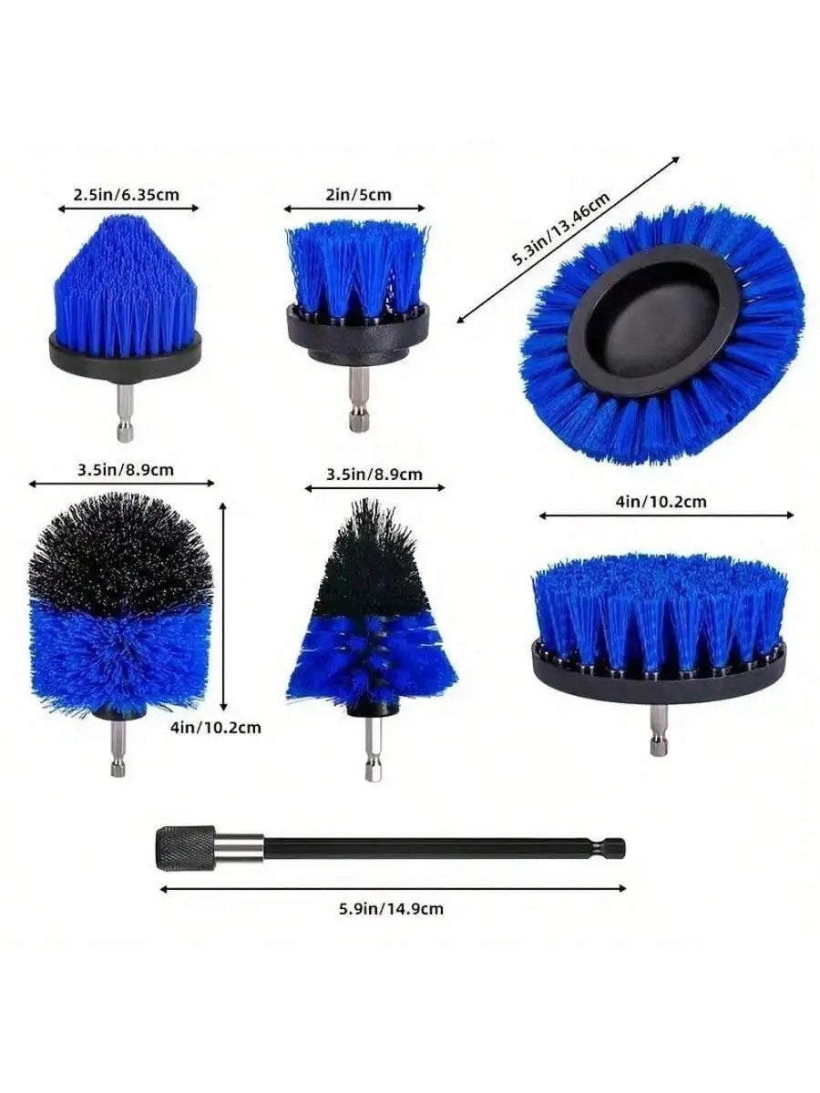 7Pcs Drill Brush Attachment Set Power Scrubber Cleaning Kit Carpet Glass Tile
