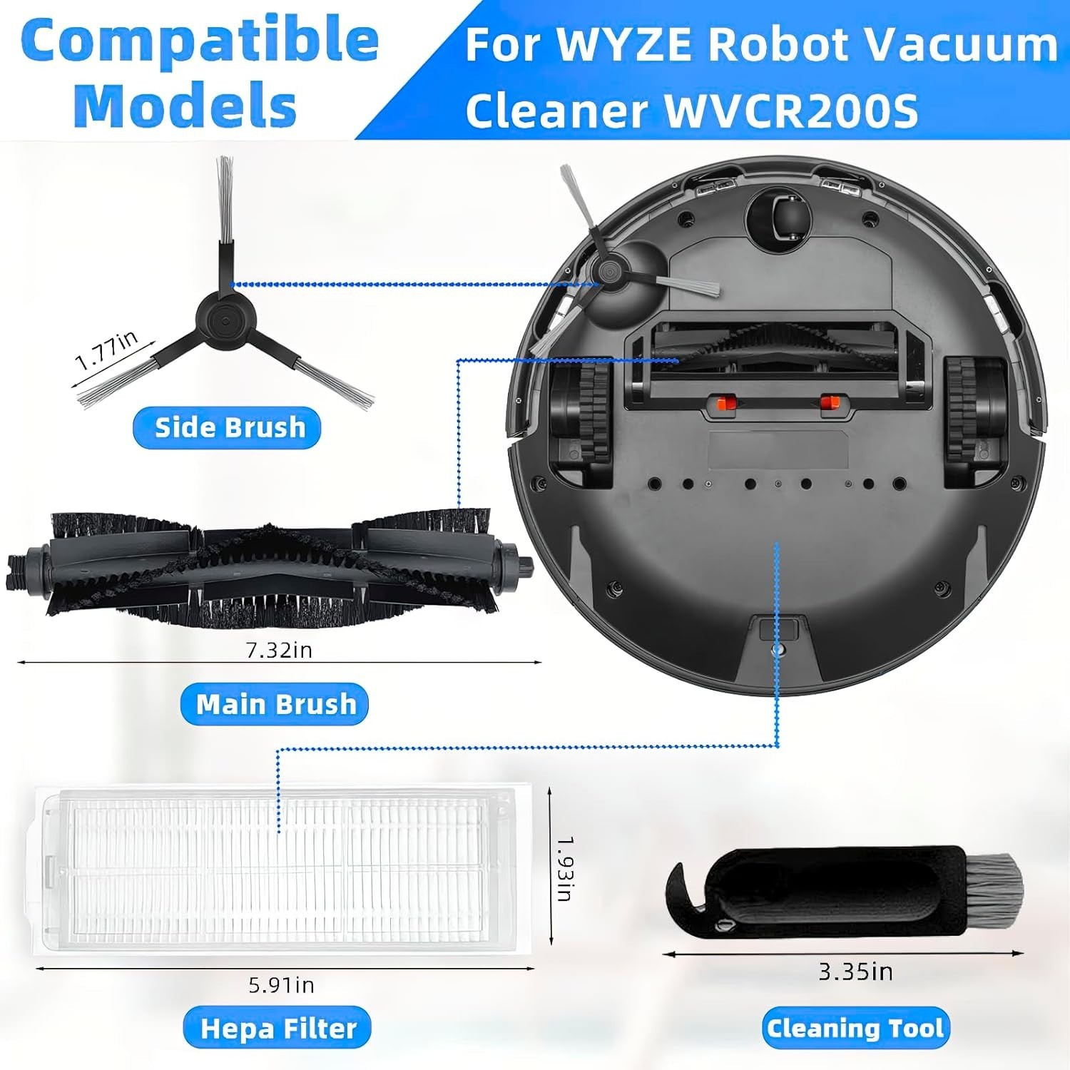 Replacement Parts Compatible with WYZE Robot Vacuum Cleaner WVCR200S Accessor…