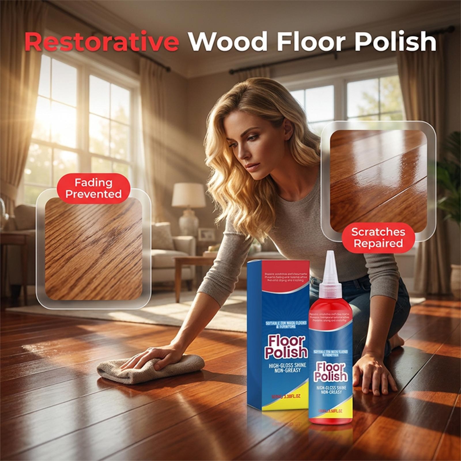 Wood Floor Polish Furniture Repair Polish High Gloss Shine Restorer Non-Greasy