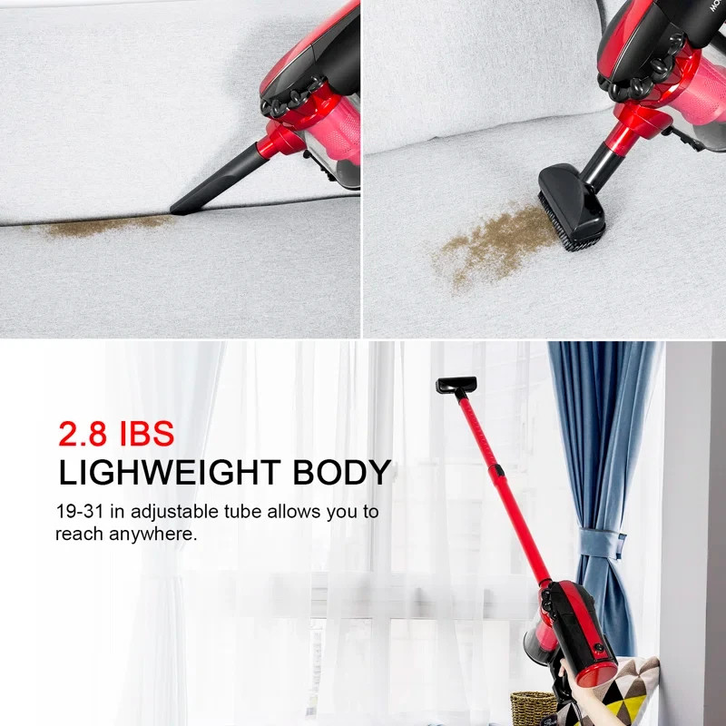 MOOSOO Bagless , 17000PA Strong Suction, 23Ft Cord,Stick Vacuum Cleaner D20/D600