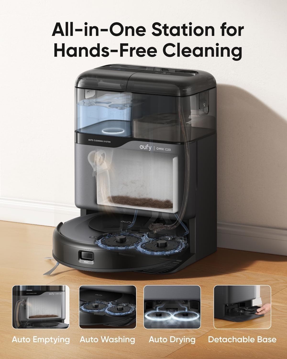 eufy Robot Vacuum and Mop Combo C20 + Cleaning Solution-Certified Refurbished