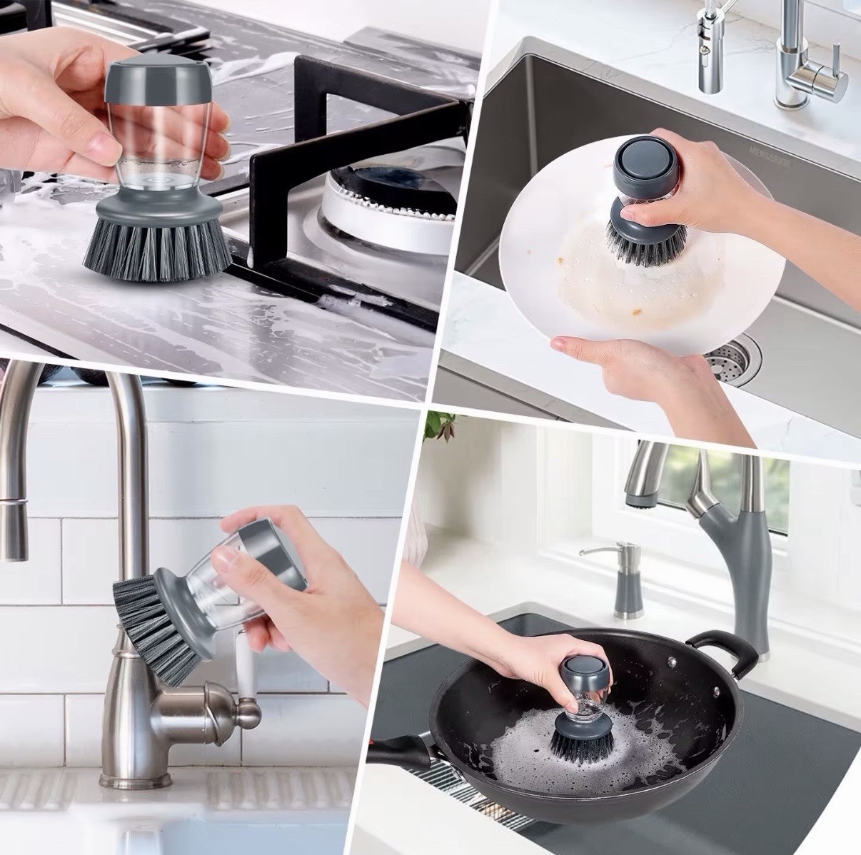 Soap Palm Brush Storage Set, 1 Piece Kitchen Brush with Bracket for Cleaning Pot