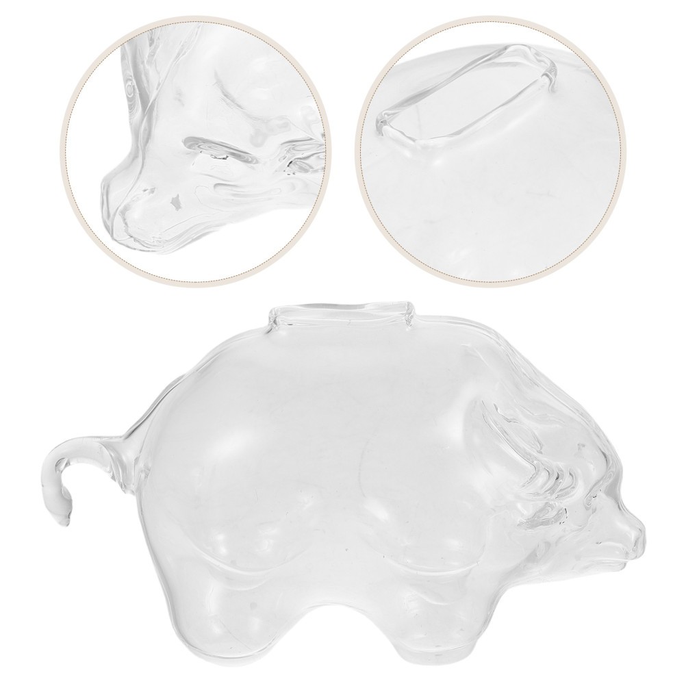 Large Capacity Glass Cow Piggy Bank: Shatterproof Cartoon Animal Money Saving