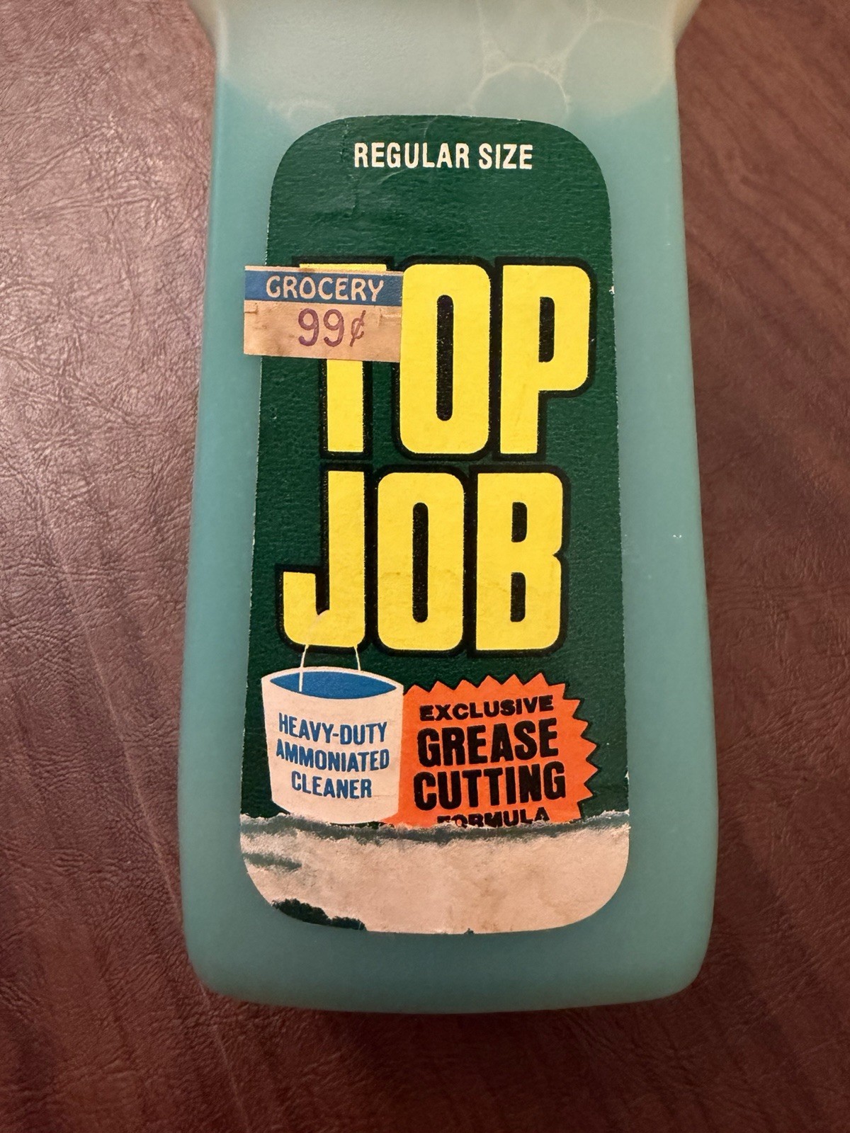 Vintage Top Job Heavy Duty Cleaner Regular Size Bottle Retro 1970s Prop 15 fl oz