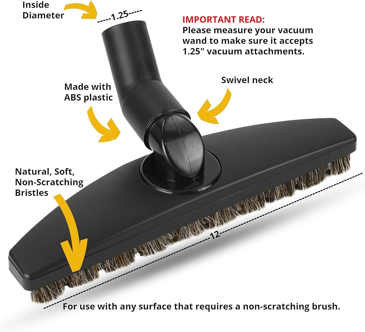 Swivel 12″ Vacuum Attachment 360 Degree Wood Floor Brush Tool for Shark Vacuum