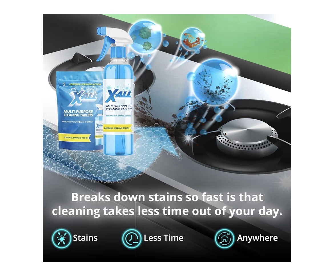 X-ALL Multi-Purpose Cleaner – Spray Bottle and 5x Cleaning Tablets