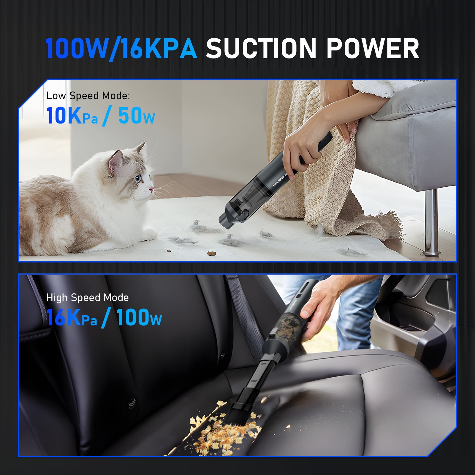 Car Vacuum Cleaner Blower Handheld Cordless 100W 82000rpm Speed High Power 11.1V