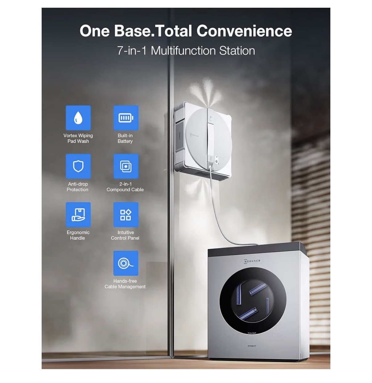 ECOVACS WINBOT W3 Omni Robot Window Cleaner , 12-Level Protection