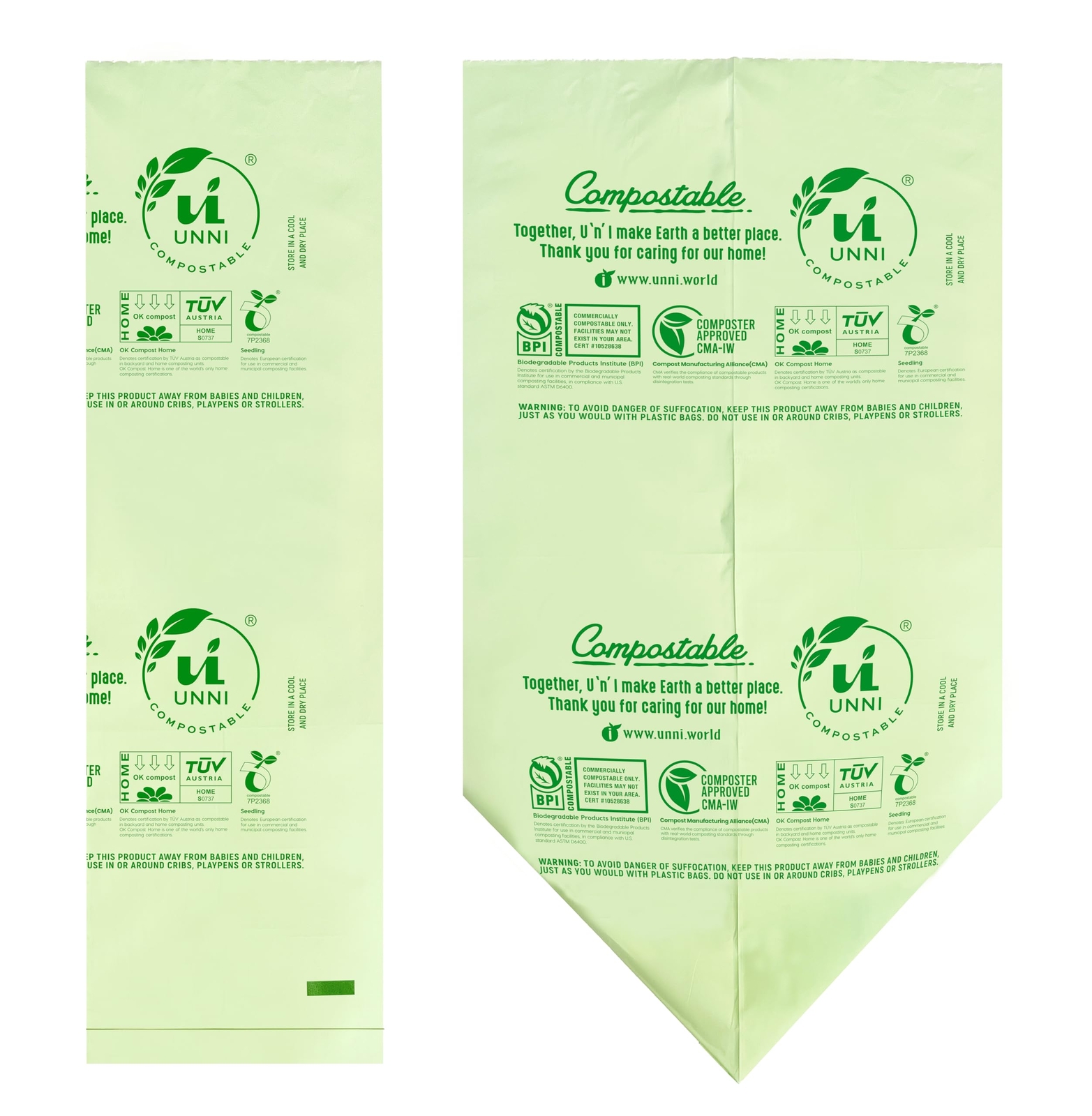 Compostable Liner Bags 2.6 Gallon 9.84 Liter 100 Count Extra Thick 0.71 Mil Smal
