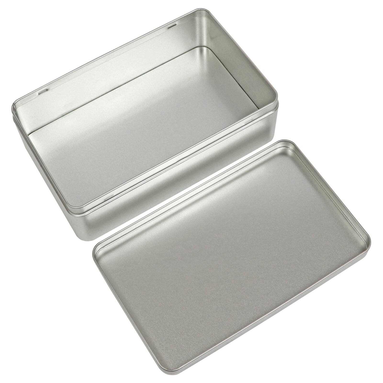 8.5 by 5.3 by 1.9 Inch Silver Metal Rectangular Empty Tin Box Containers Storage