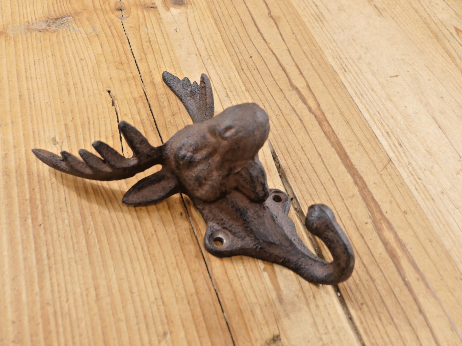 6 Rustic Elk Deer Moose Head Hooks Cast Iron Coat Hook Rack Restoration Hat