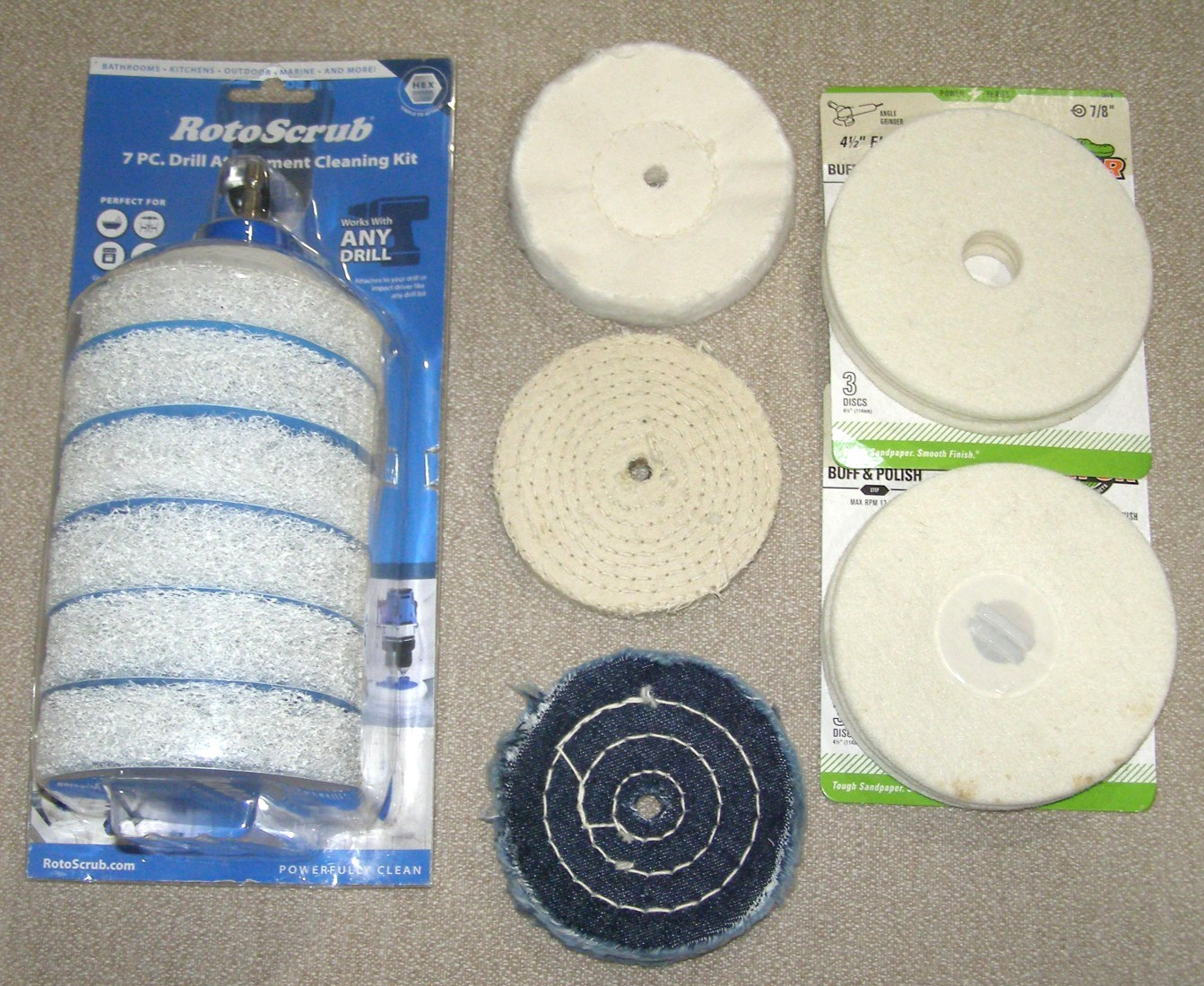 HOUSEHOLD LOT ROTOSCRUB 7pc GATOR 4 1/2″ FINISHING DISCS 6 pc 3 MISCELLANEOUS DI