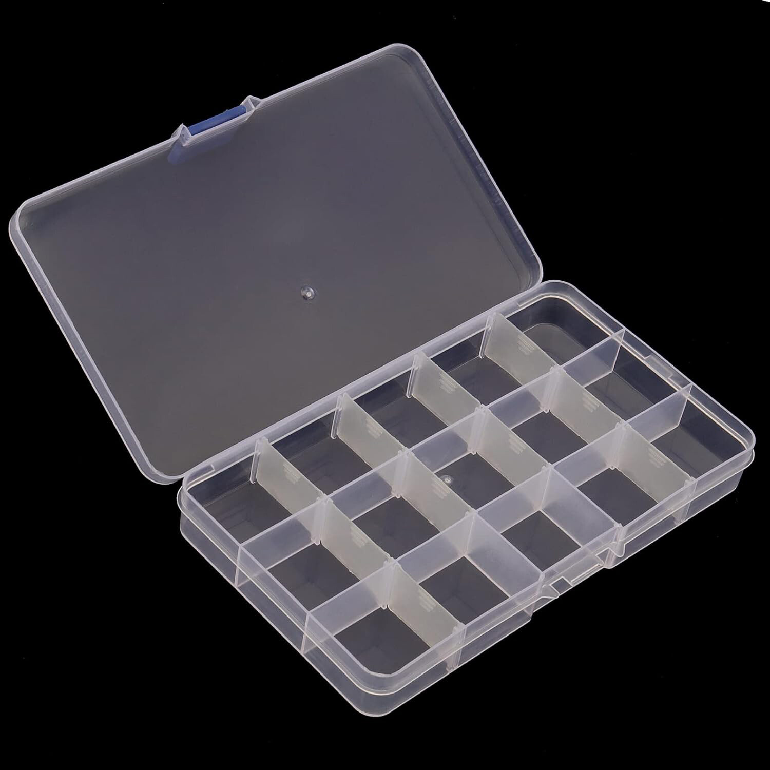 2-32PC Clear Jewelry Box Plastic Bead Storage Craft Container Earrings Organizer