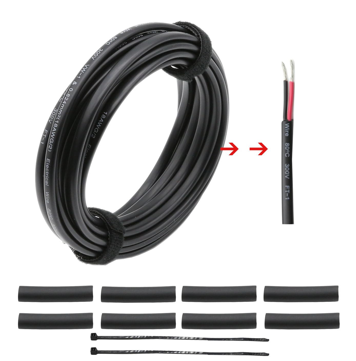 18 Gauge 2 Conductor Electrical Wire, 18 AWG Stranded PVC Cord, 18/2 Wire Low Vo
