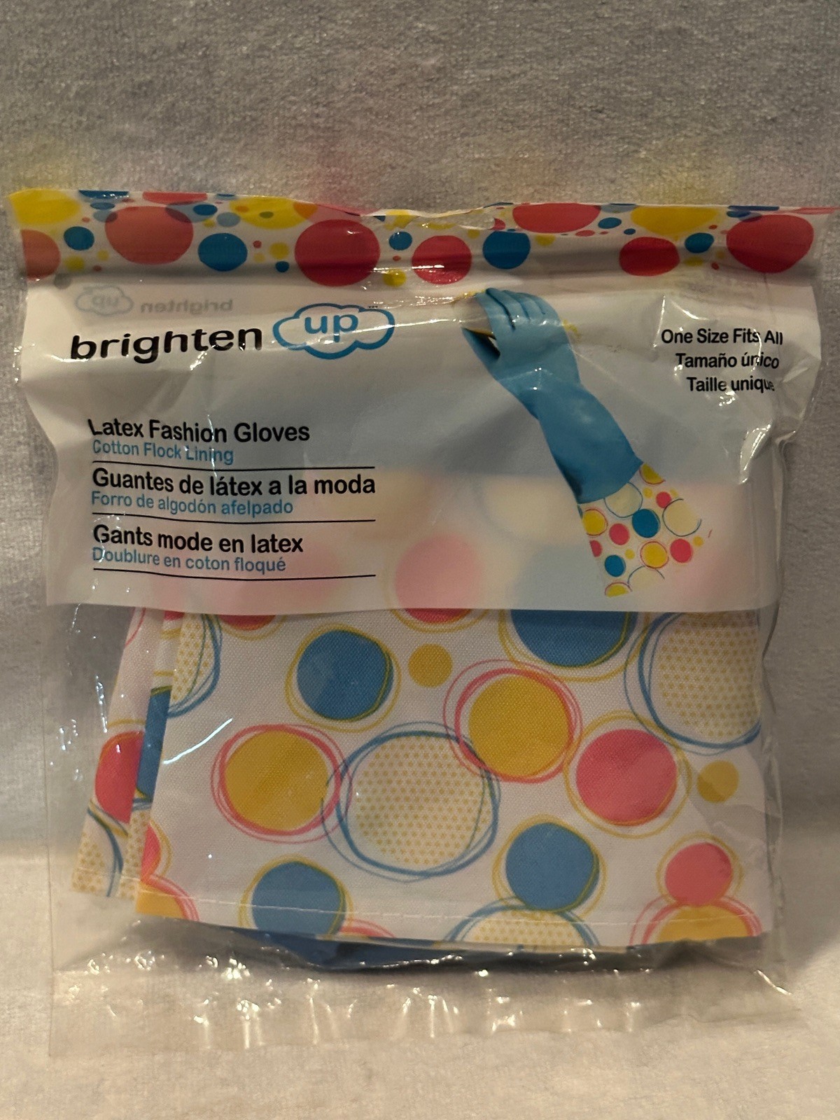 Brighten Up One Size Fits All Latex Fashion Cleaning Gloves Set Of 2 New In Pack