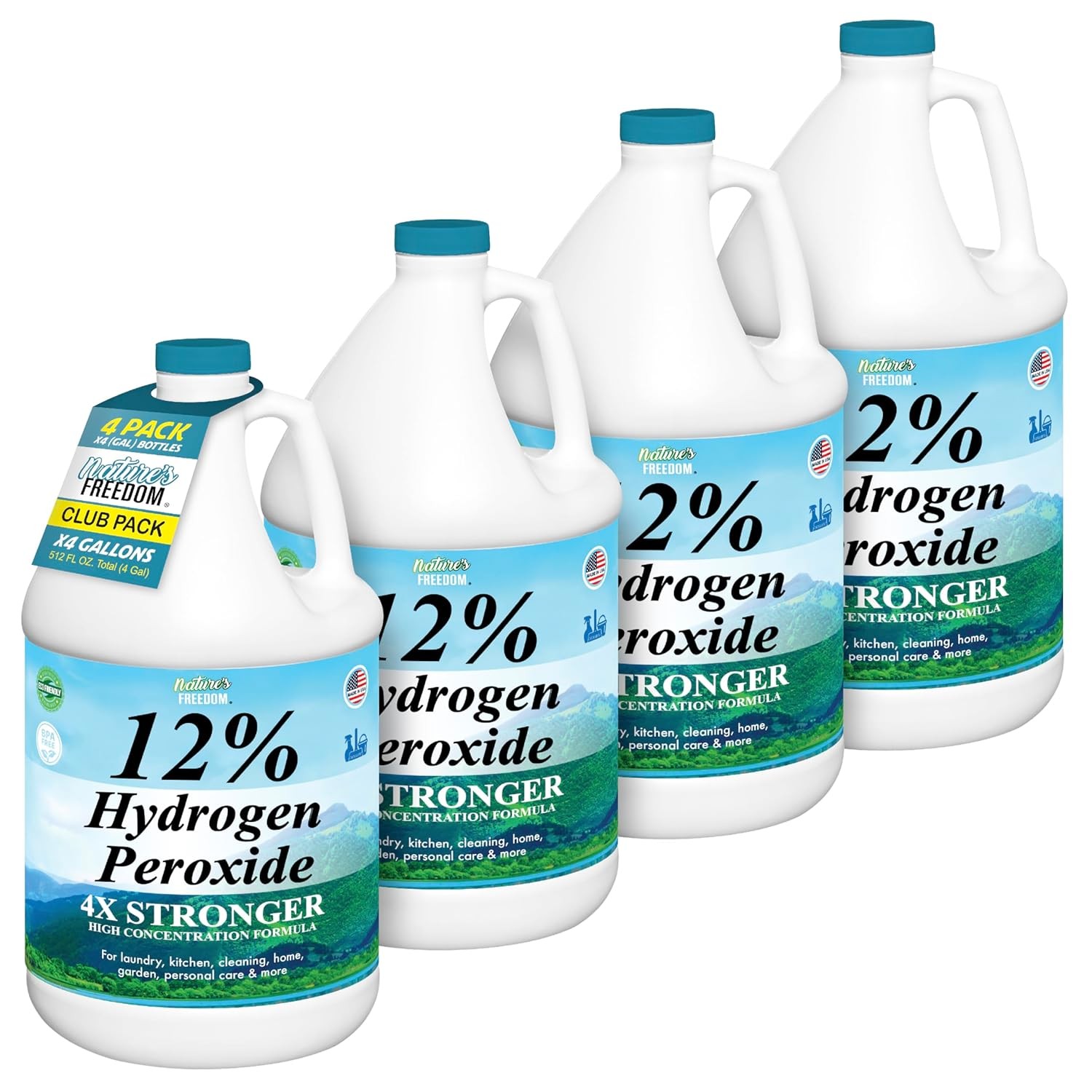 Freedom Hydrogen Peroxide 12%,4 Gallons, Purified Water and Food Grade H2O2 Only