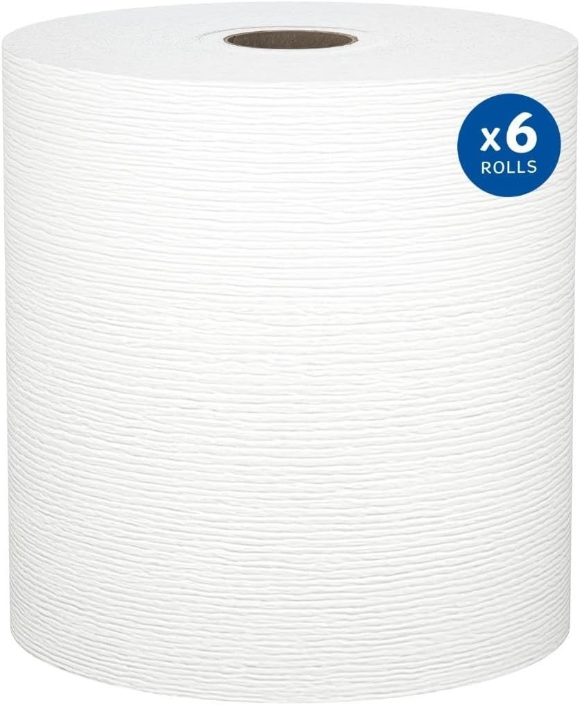 Universal Hard Roll Paper Towels, Bulk – 6 Rolls, 600′ Each with High Absorbency
