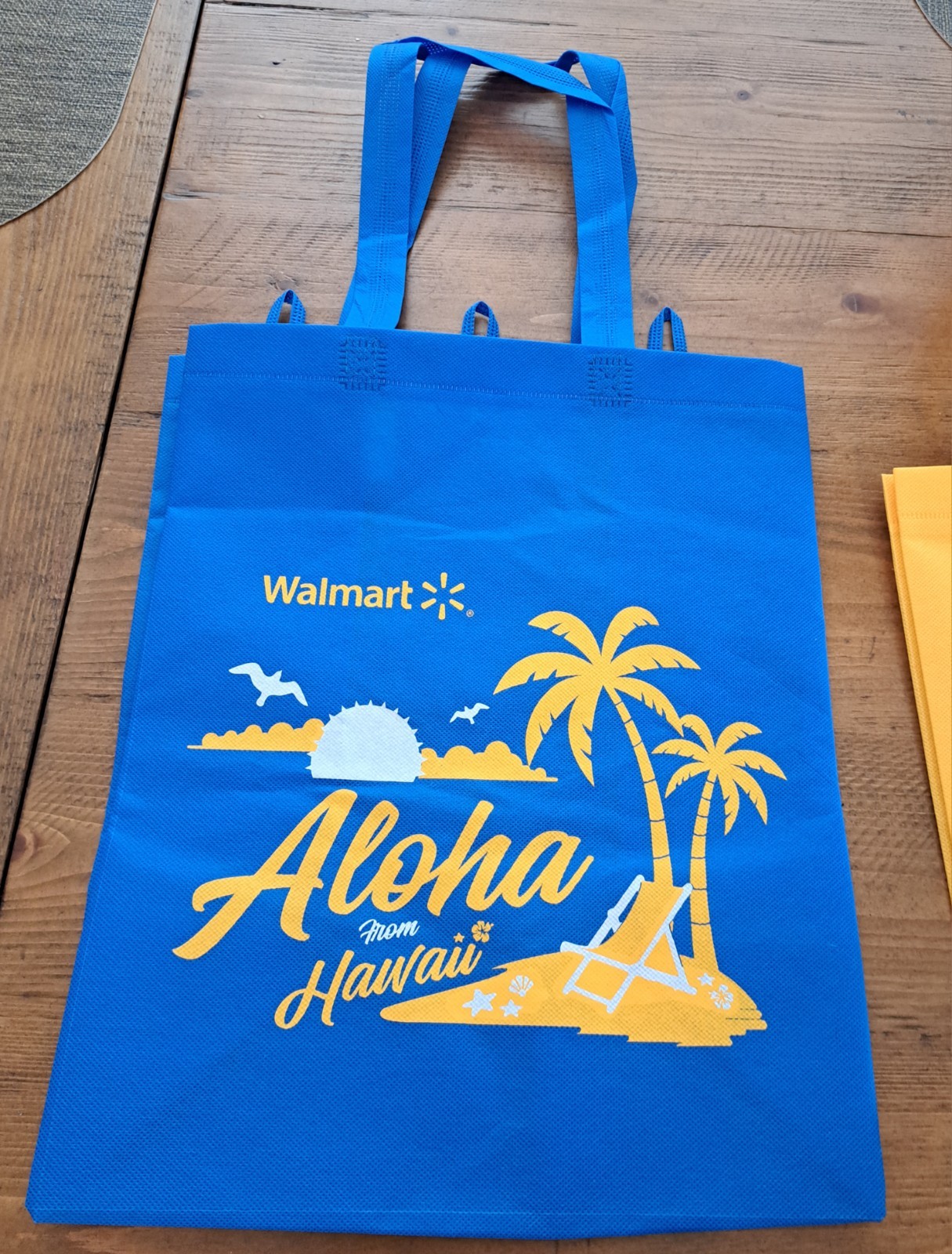 New Walmart Aloha From Hawaii Shopping Reusable Tote 2 Bag Set Blue Yellow w/Tag