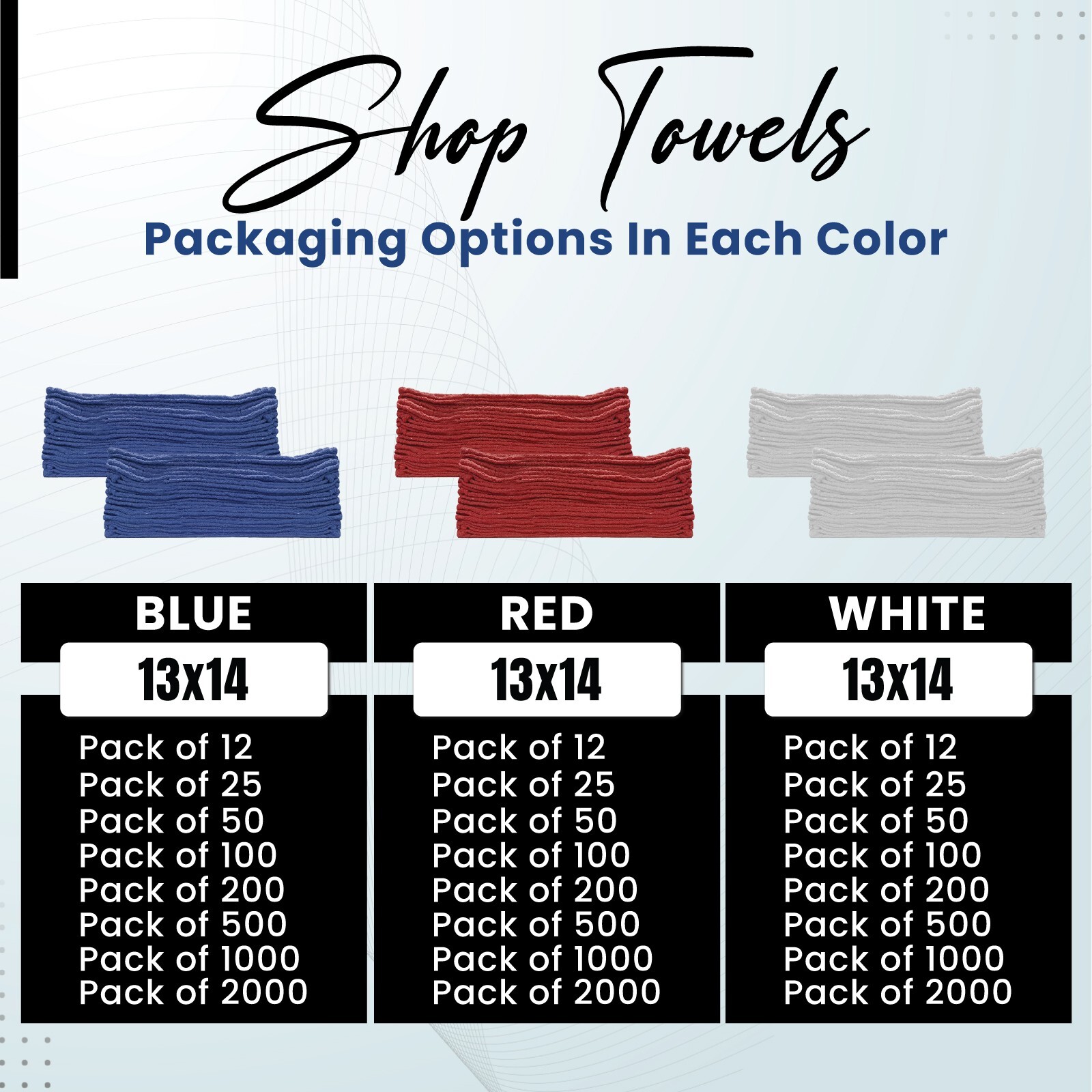 New Industrial A-Grade White Shop Towel 13×14 inch Multipurpose Cleaning Towel