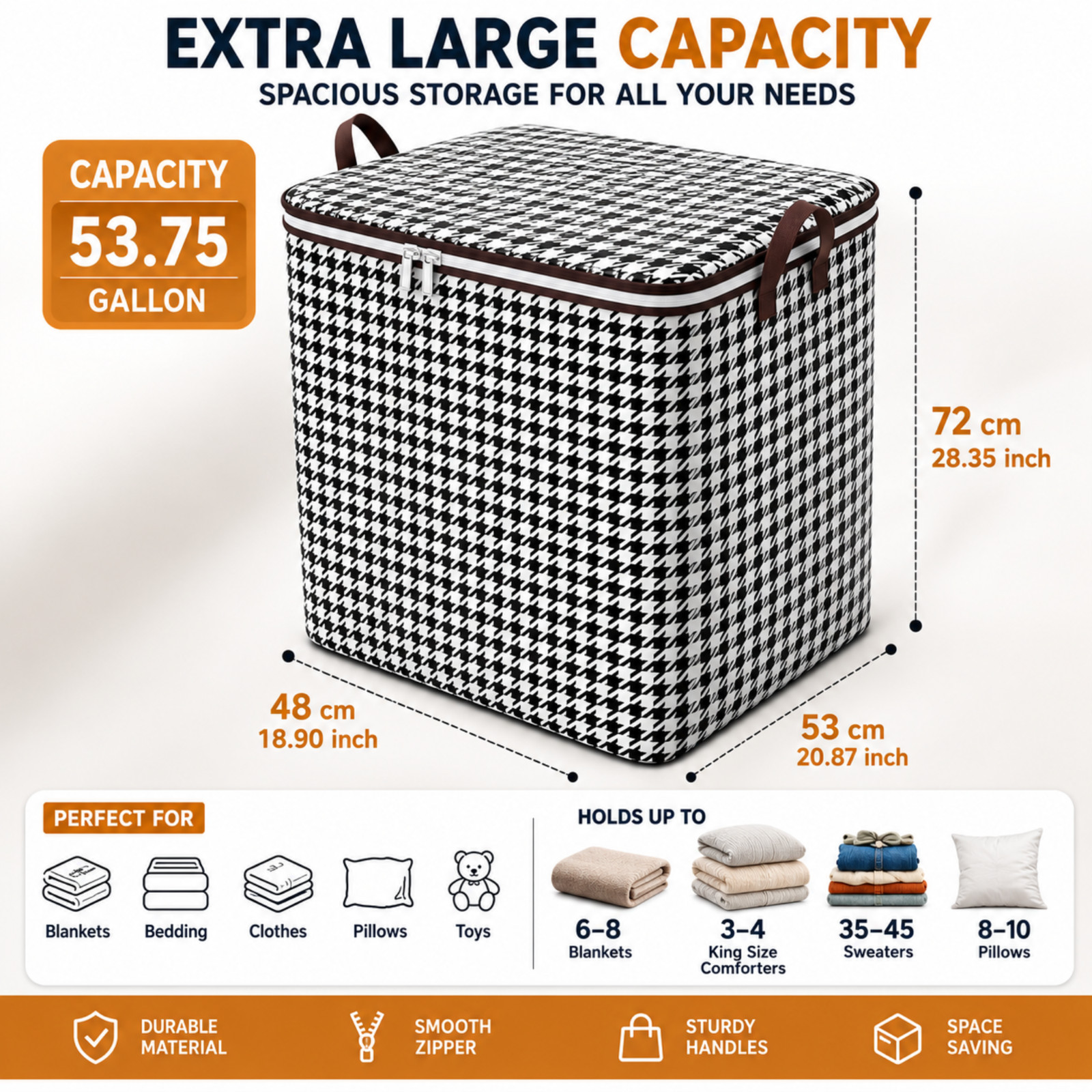 Extra Large Storage Bag Heavy Duty Zipper Handles Clothes Bedding Comforter