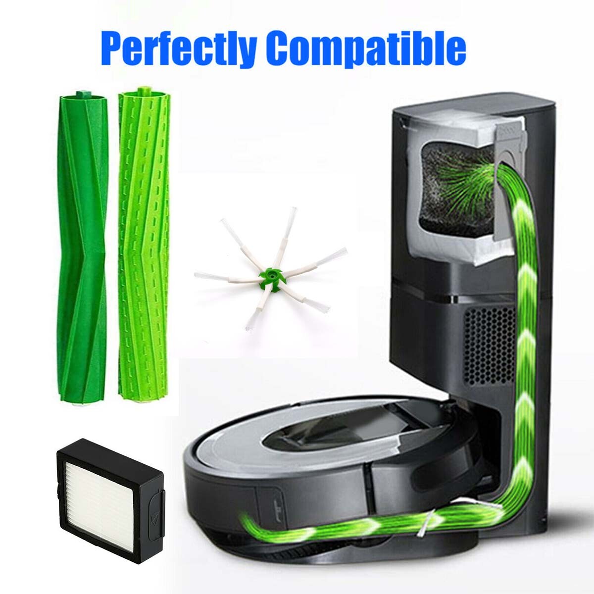 For Irobot Roomba I7+/E5/E6 Sweeping Robot Vacuum Parts Main Brush Rubber Brush
