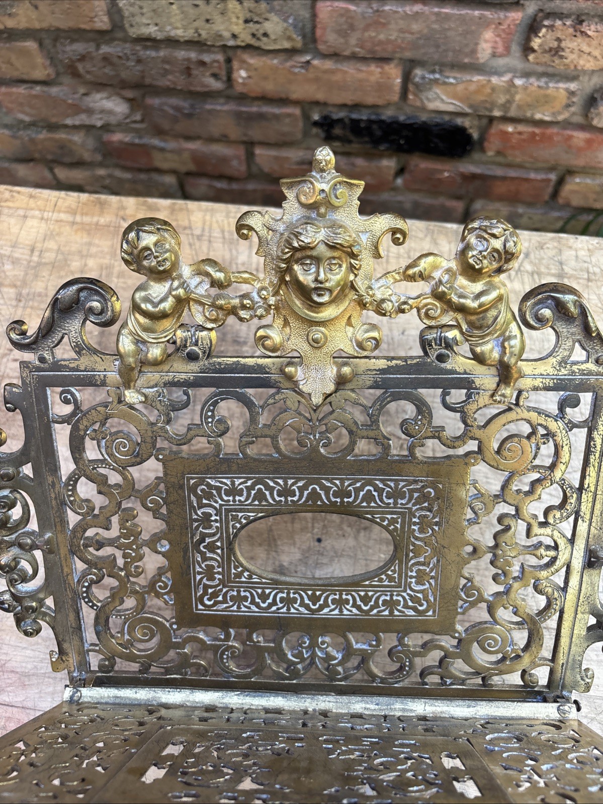 Antique Ornate Renaissance Design Solid Brass Wall Mounted Mail/ Magazine Holder