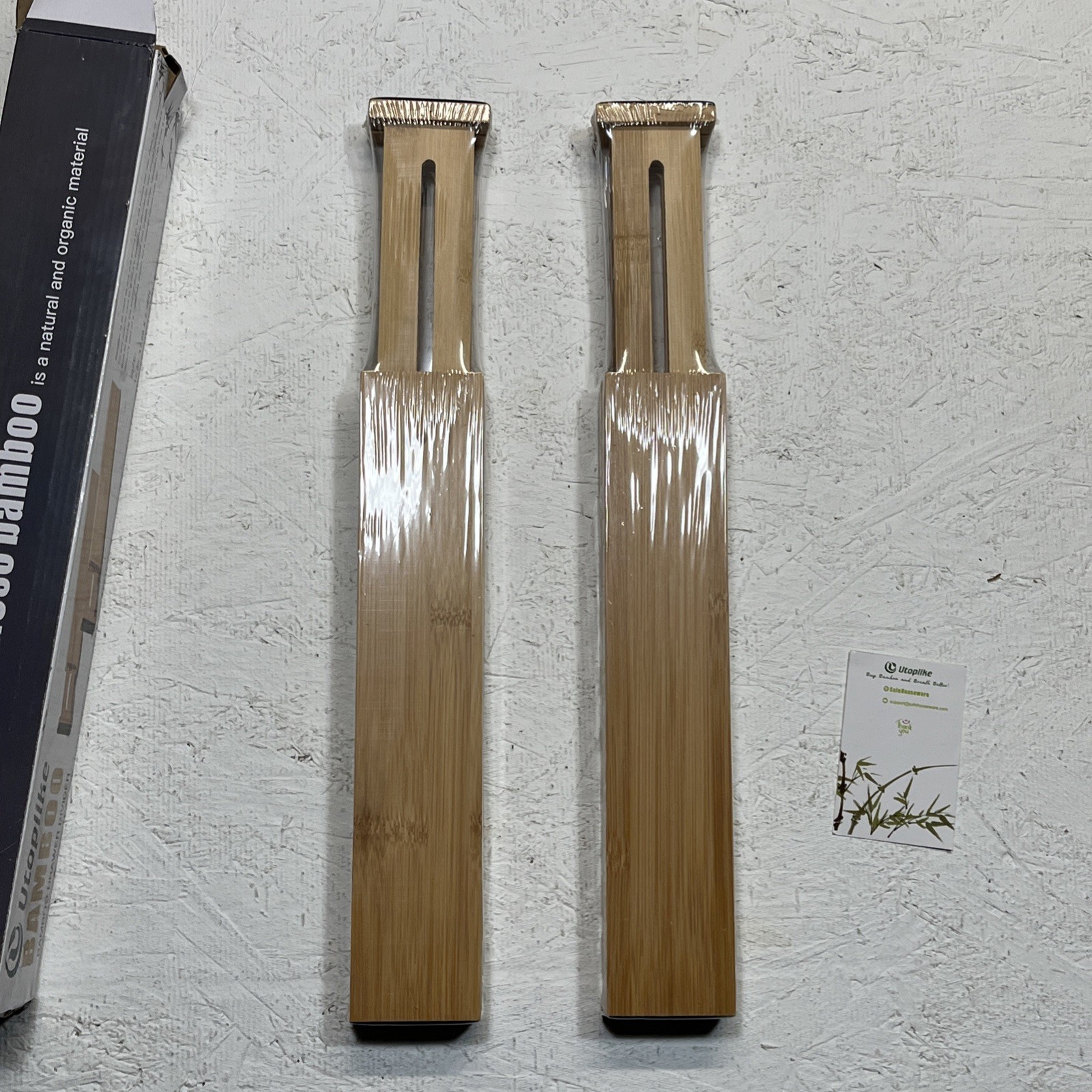 4 Pack Bamboo Drawer Dividers Organizer Adjustable Length from 12.25 to 17.25 in