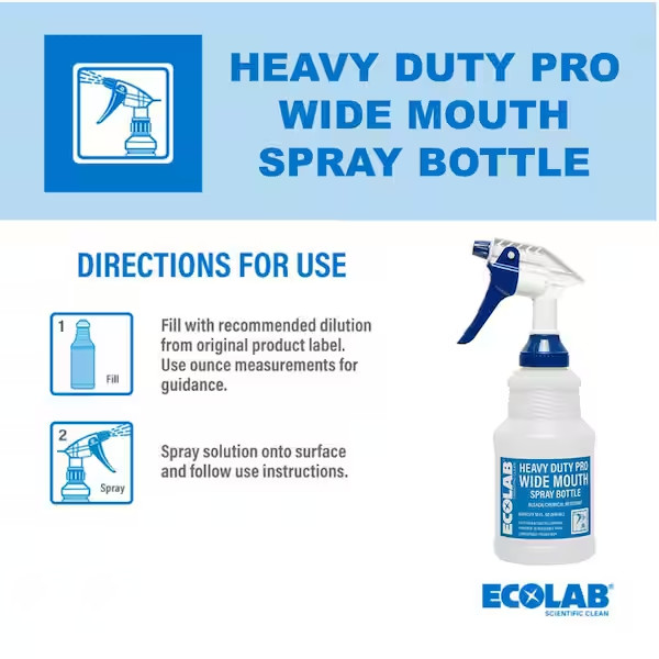 32 Oz. Heavy-Duty Pro Wide Mouth Bleach Resistant Spray Bottle