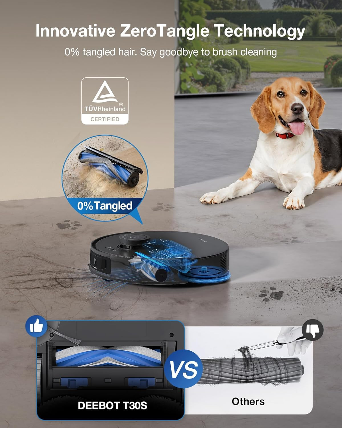 DEEBOT T30S Combo Robot Vacuum and Mop, All-In-One Cleaning Hub, 11000Pa, Zerota