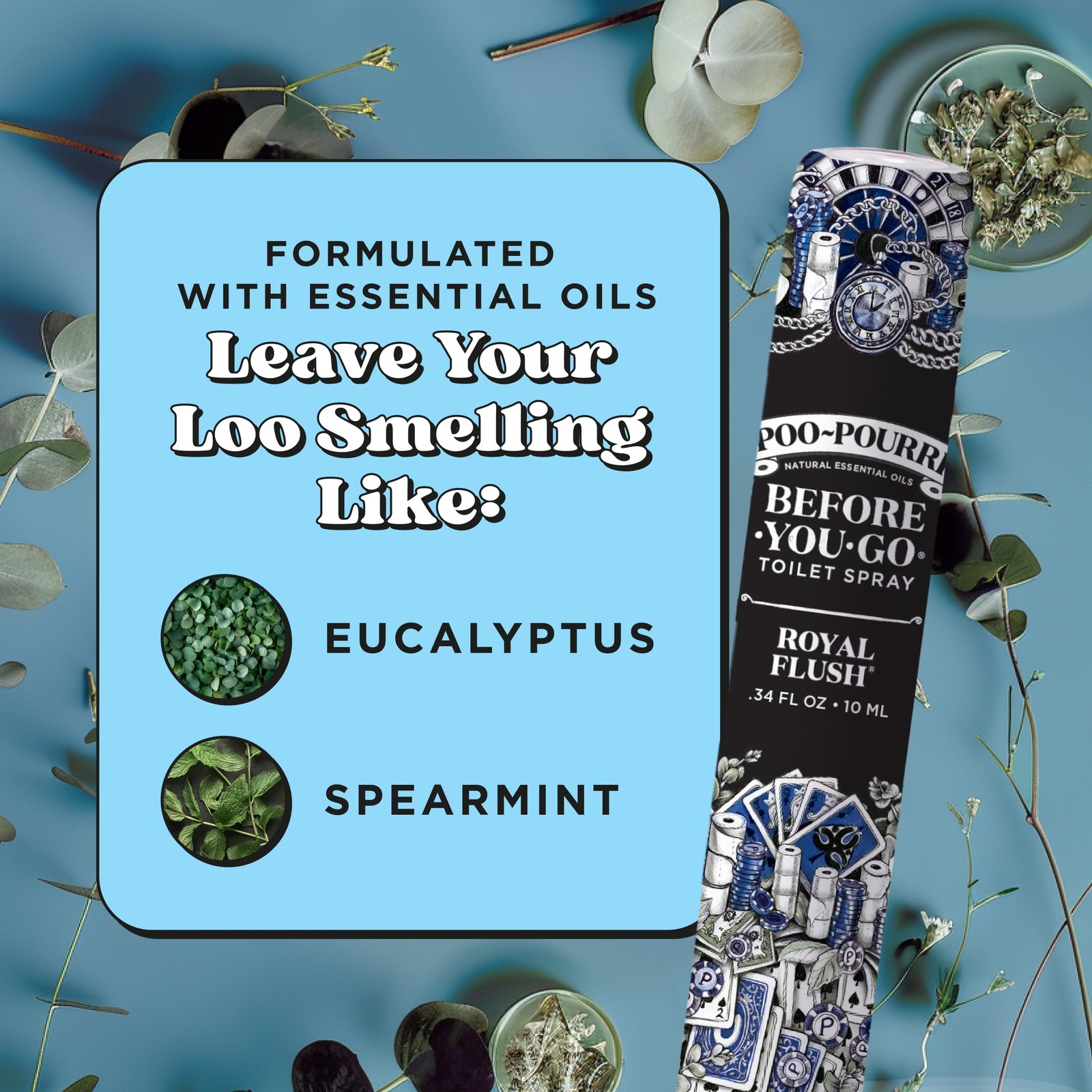 Before-You-Go Toilet Spray, Royal Flush, Travel Size 10 mL – Eucalyptus and S…