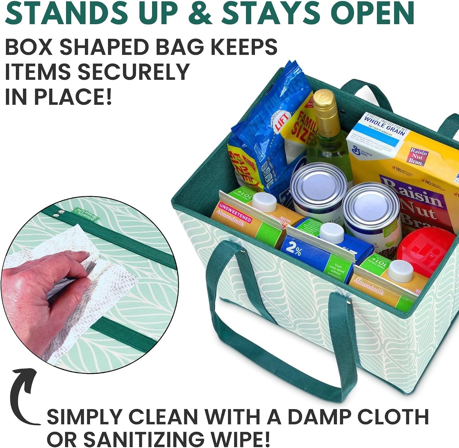 Reusable Canvas Grocery Bags with Triple Layer Design for Strength & Durability