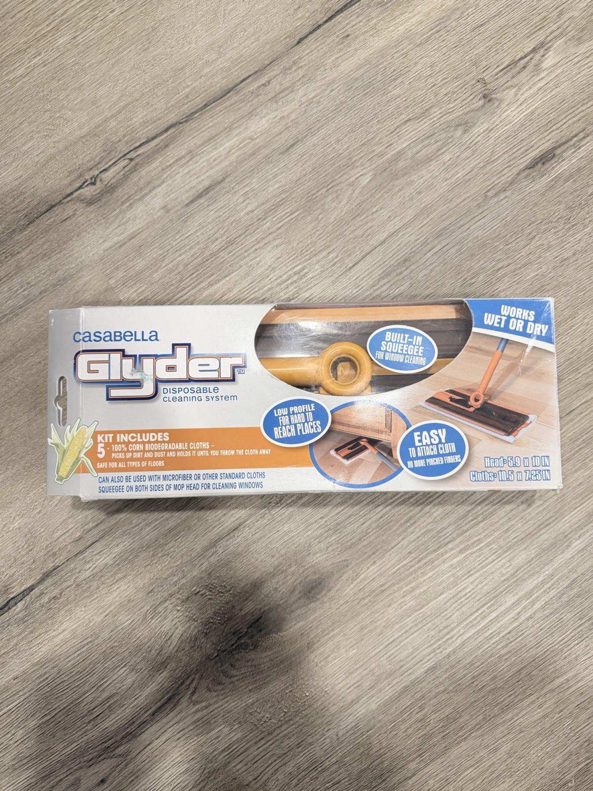 Casabella Glyder Sis Limpieza Desechable Trapeador Plano Seco/Húmedo Escurridor