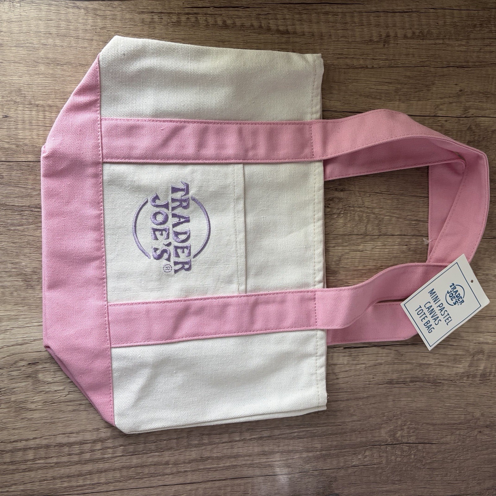 Trader Joe’s Mini Canvas Tote Bag Pink Spring 2026 Reuseable Limited Edition NWT