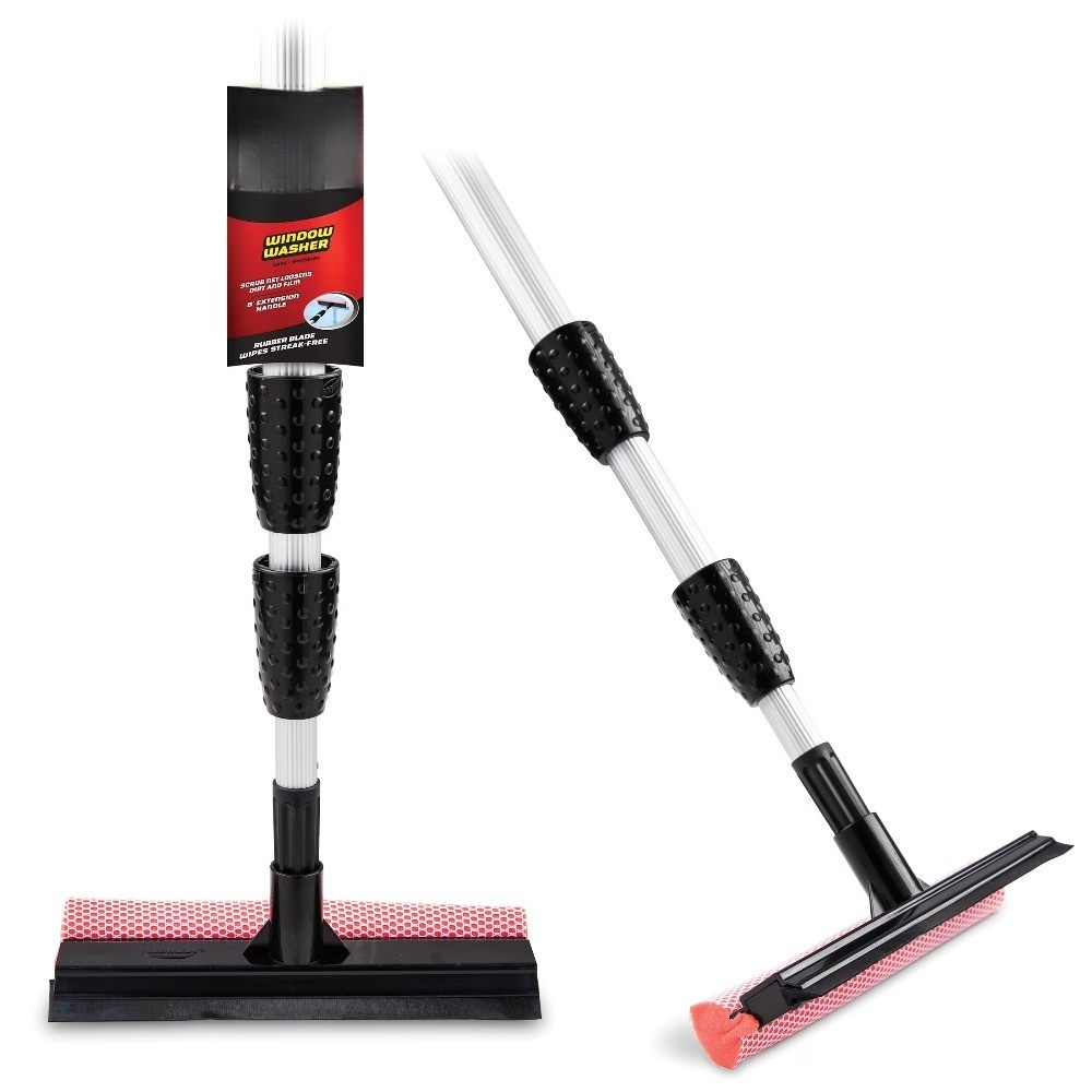 Black and Red Telescopic Window Washer Squeegee