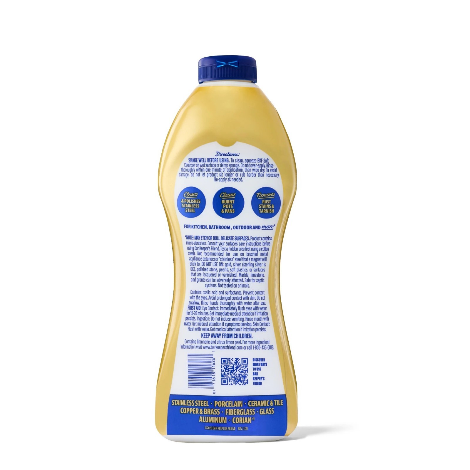 BAR KEEPERS FRIEND Soft Cleanser Liquid All-Purpose Cleaner – 26 oz