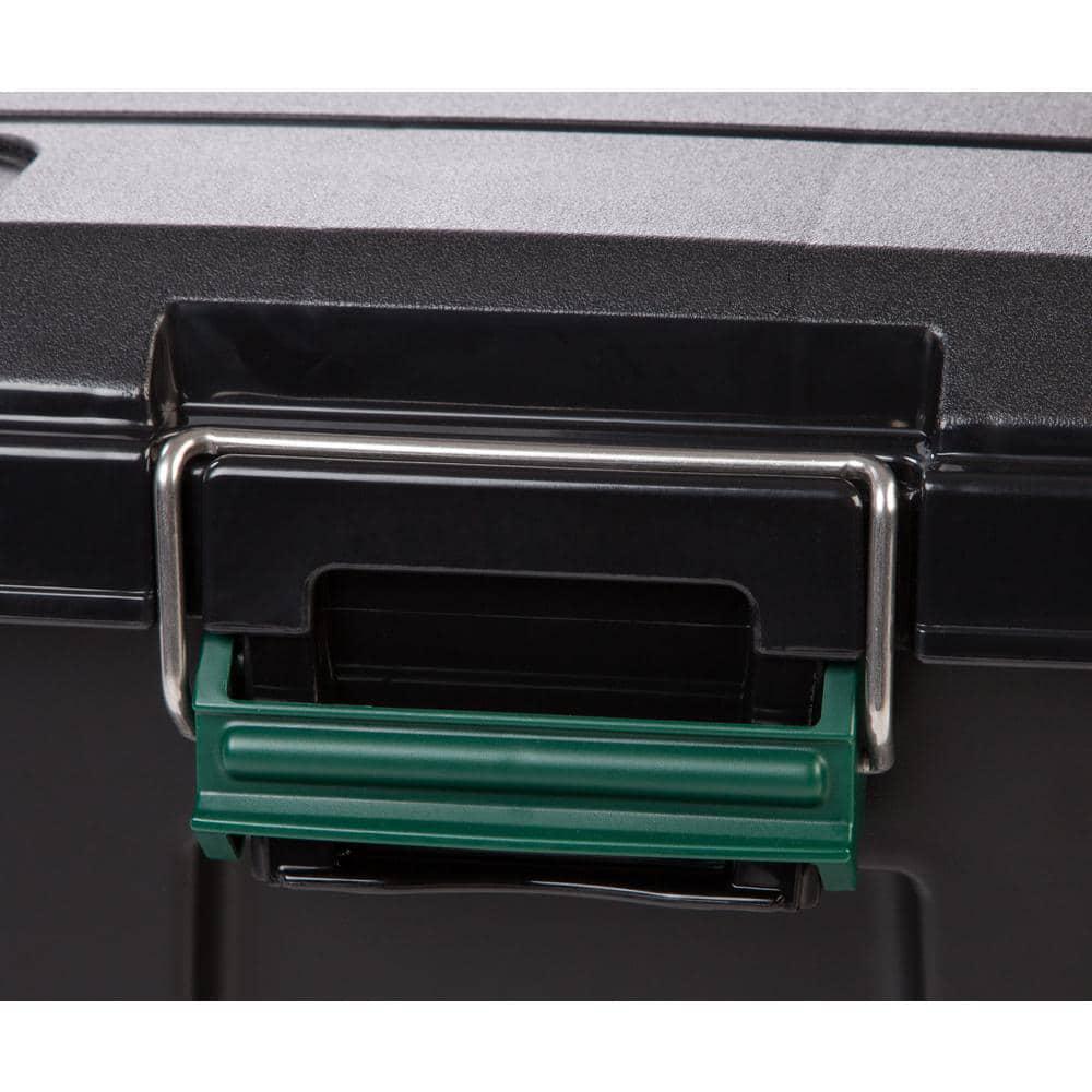 Plastic Stackable Storage Bin Tote Box Black Organizer Container Garage Shop