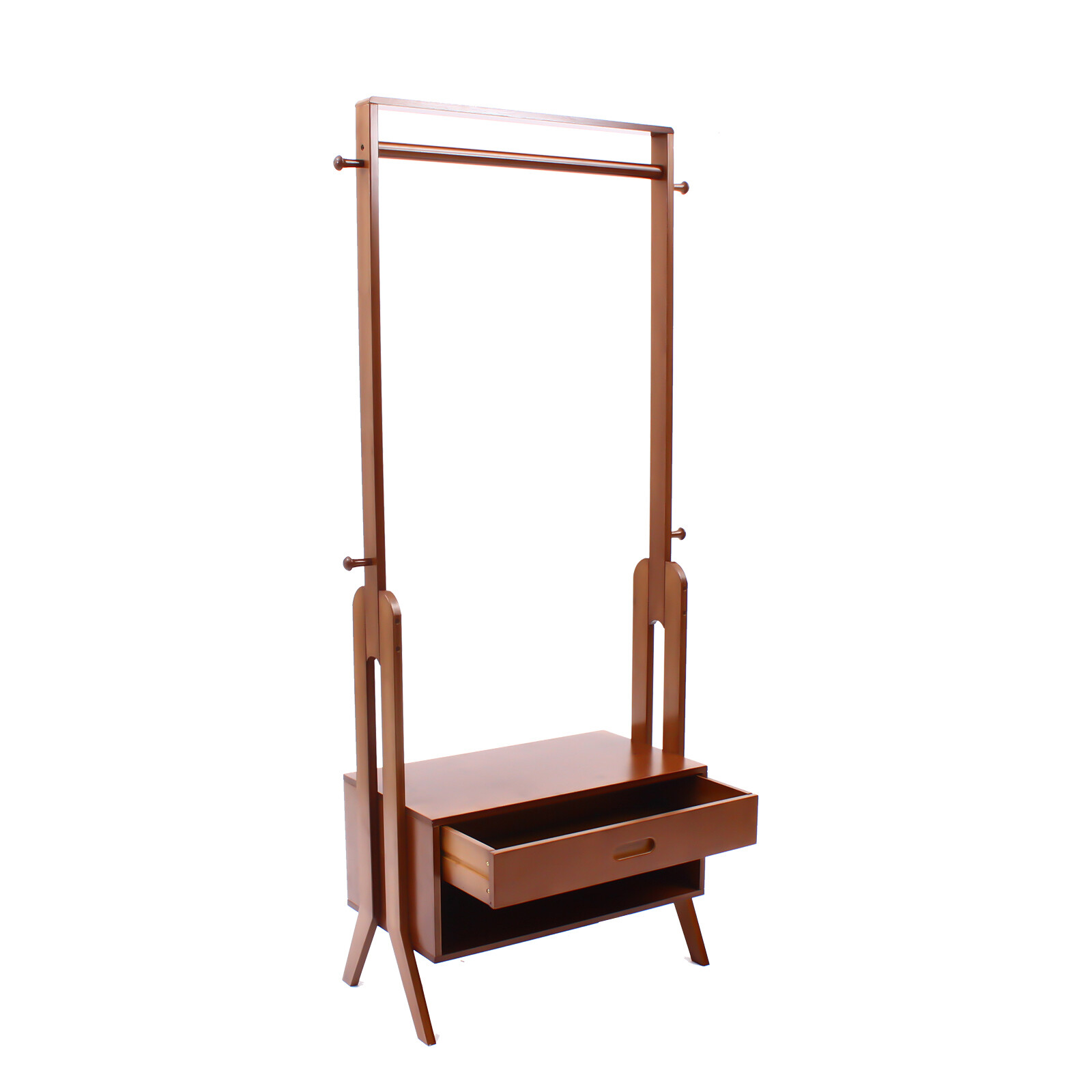 Bamboo Clothing Rack With Storage Drawer, Garment Rack Clothes Racks For Hanging