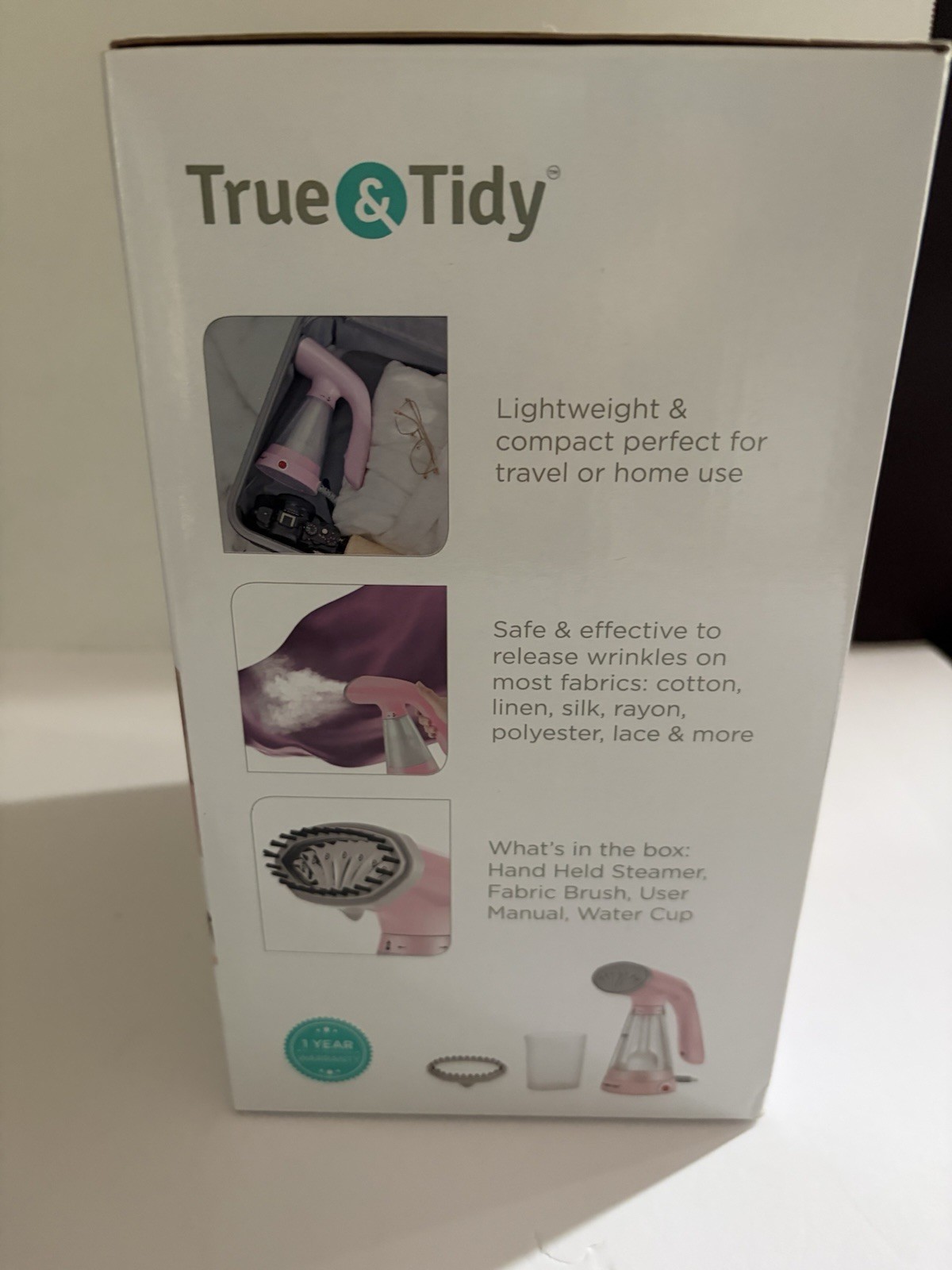 True & Tidy HandHeld Steamer TS-20 Stainless Steel Nozzle+Fabric Brush 600 Watts