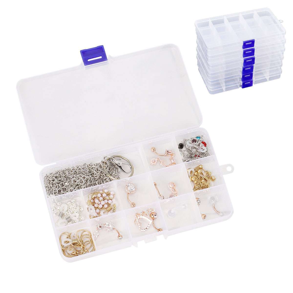6Pcs Set Small Plastic Storage Container Boxes Box DIY Coin Screw Jewelry Travel