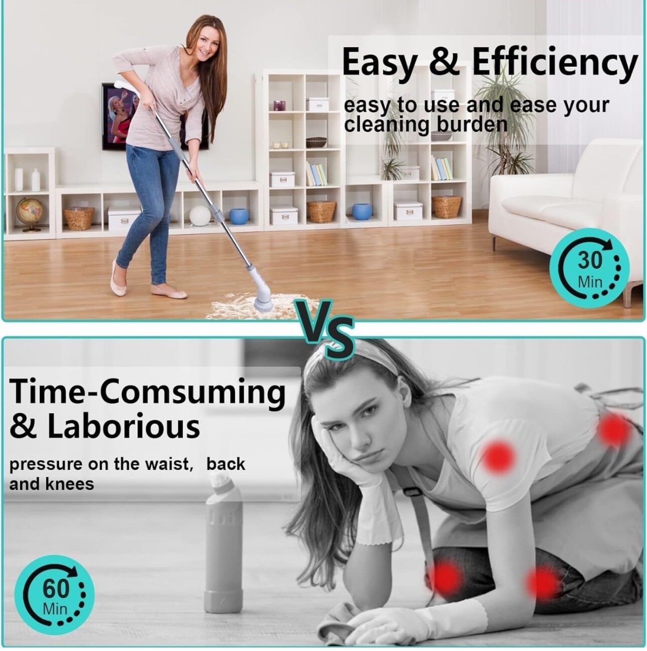 Electric Spin Scrubber 9 In 1 Cordless Cleaning Brush Adjustable Extension Handl