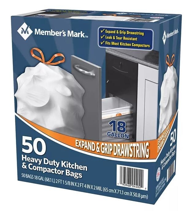 Member’s Mark Heavy Duty Kitchen and Compactor Bags 18 gallon 50 ct