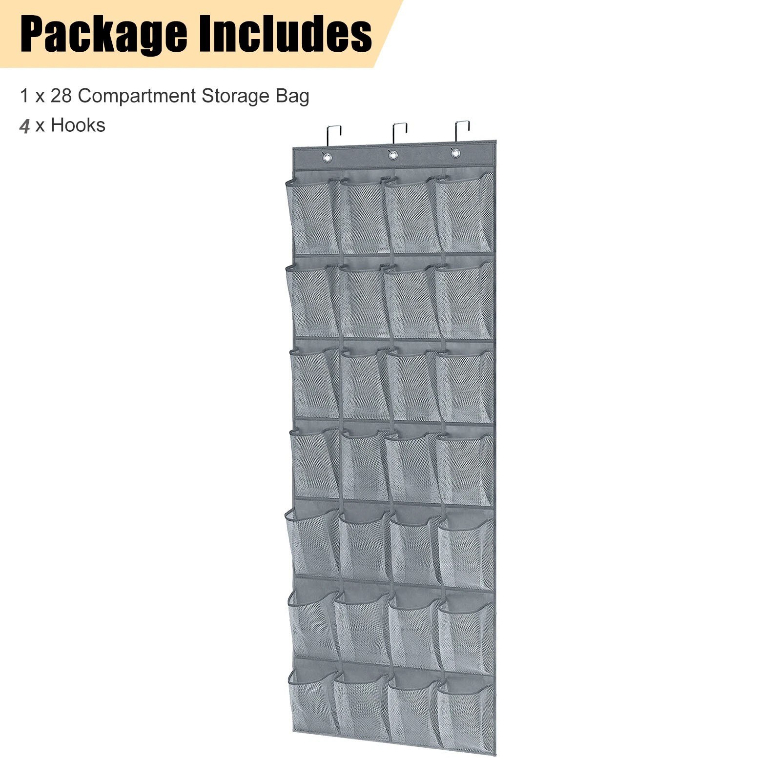 28 Pocket Over Door Shoe Organizer Rack Hanging Storage Holder Hanger Bag Closet