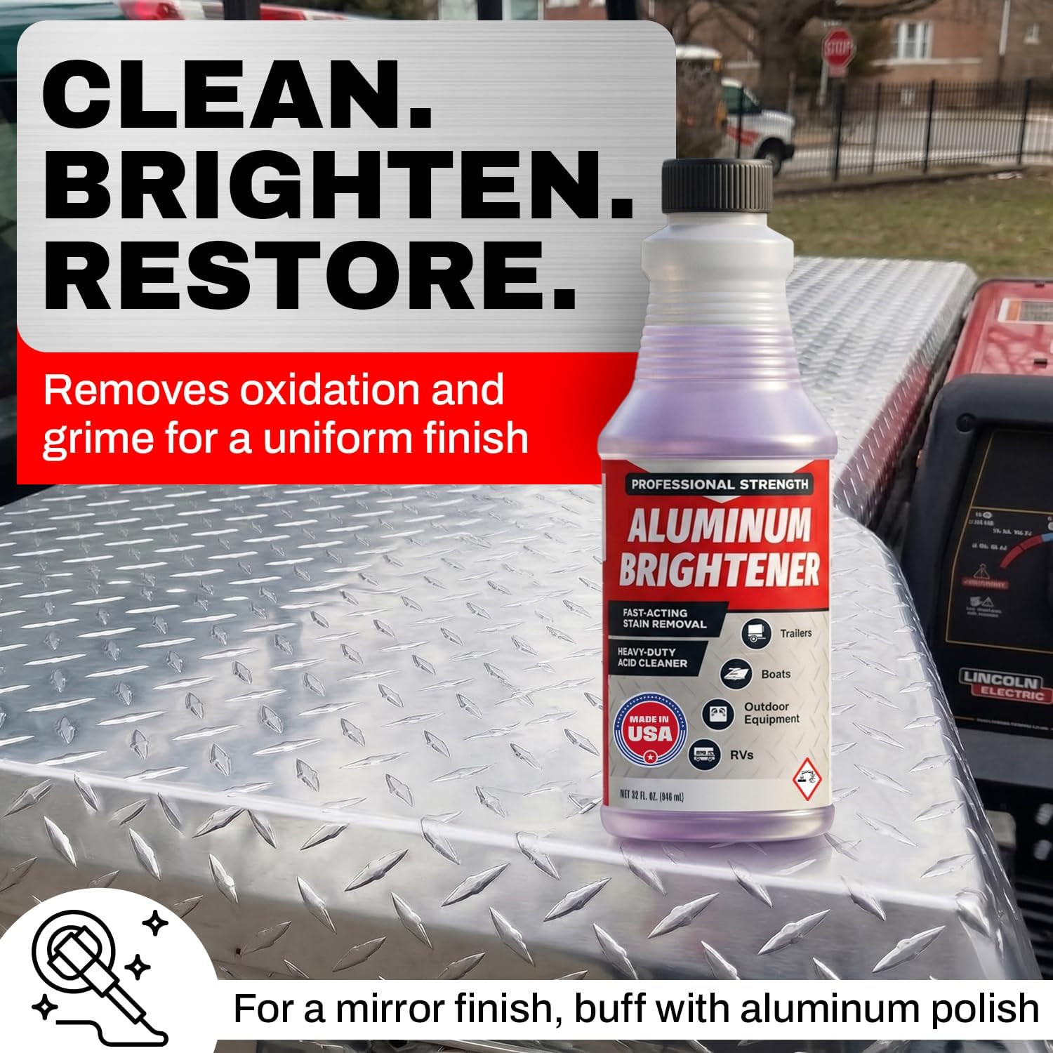 Concentrated Aluminum Brightener & Cleaner – Makes 4 Gallons – Removes Oxidation