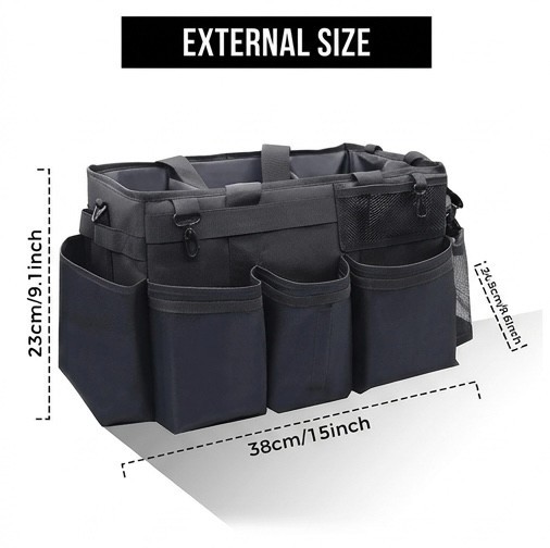 Cleaning Caddy Bag with spray bottle & Towls,Shoulder strap & waist belt.Black